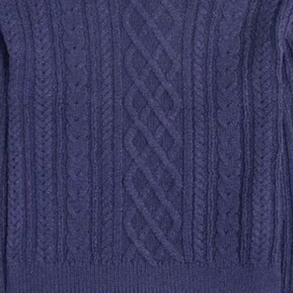 J.Crew Navy Cropped Thick Cotton Cable Knit Sweater Medium - Picture 3 of 6